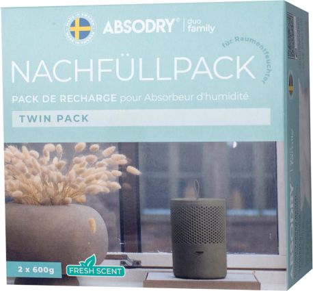 Absodry Duo Family Nachfüllpackung mit Frischeduft für Series 6 und Hanger, 2x600g