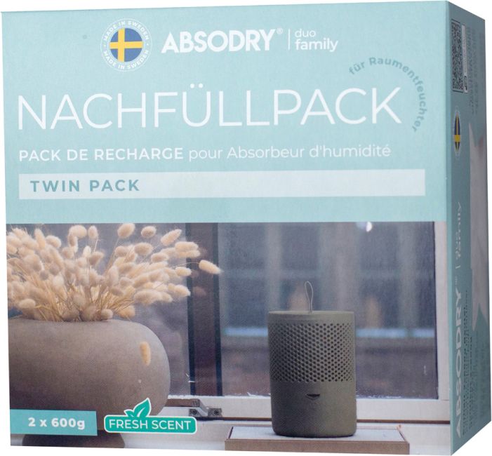 Absodry Duo Family Nachfüllpackung mit Frischeduft für Series 6 und Hanger, 2x600g
