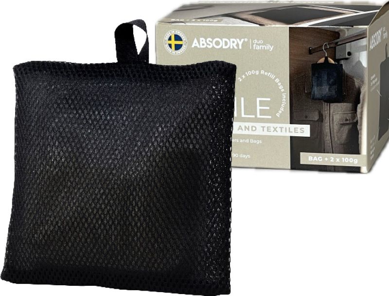 Absodry Duo Family Textile, Entfeuchter für Kleidung und Textilien, 2x100g